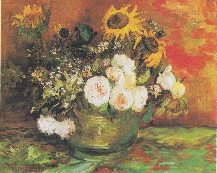 Vincent Van Gogh Bowl with Sunflowers oil painting image